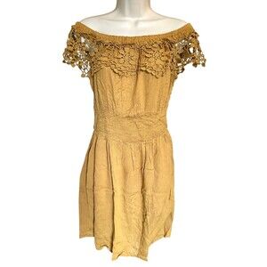 Mint of Blush Women's Off The Shoulder Mini Summer Dress w/Lace 100%Rayon Size M